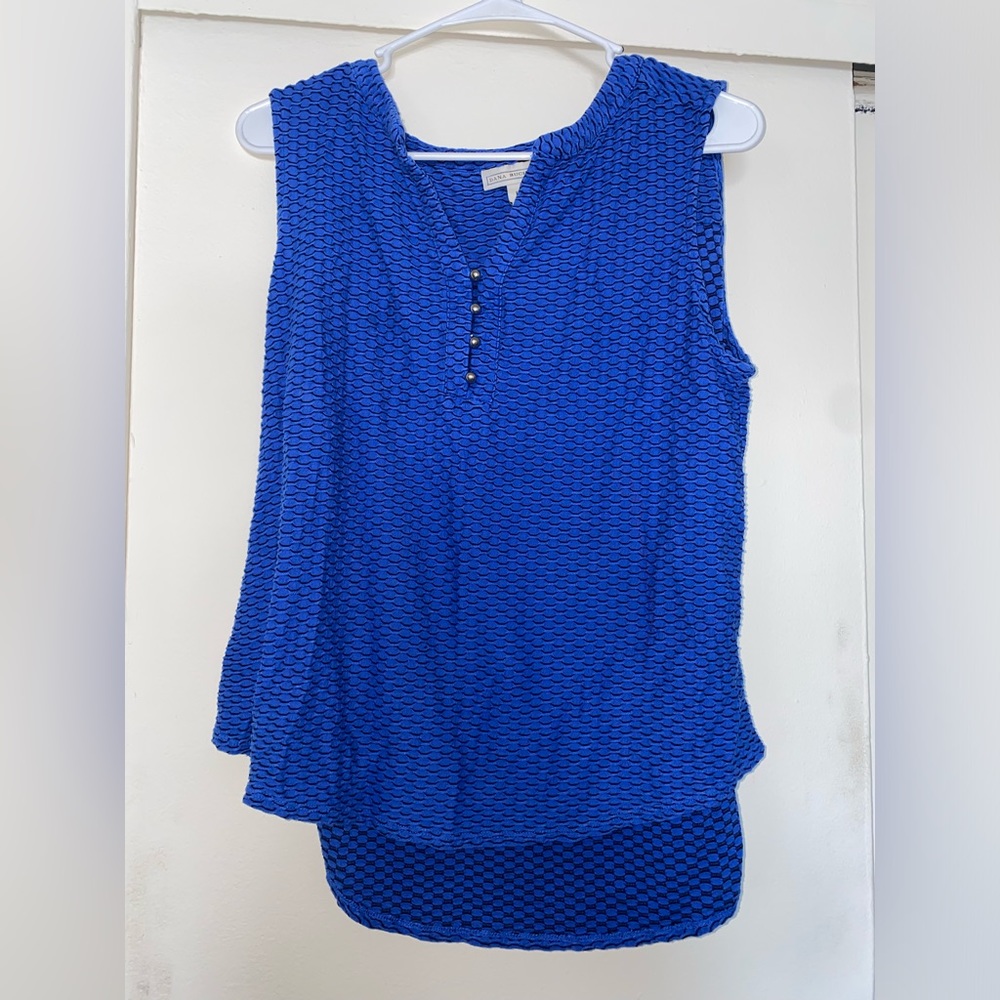 Dana Buchman L Sleeveless Button Down Blouse Blue
